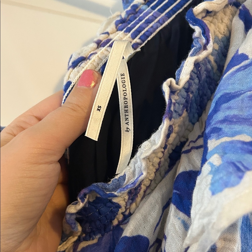 Anthropologie Floral One-Shoulder Beach Throw Dress - Picture 5 of 6